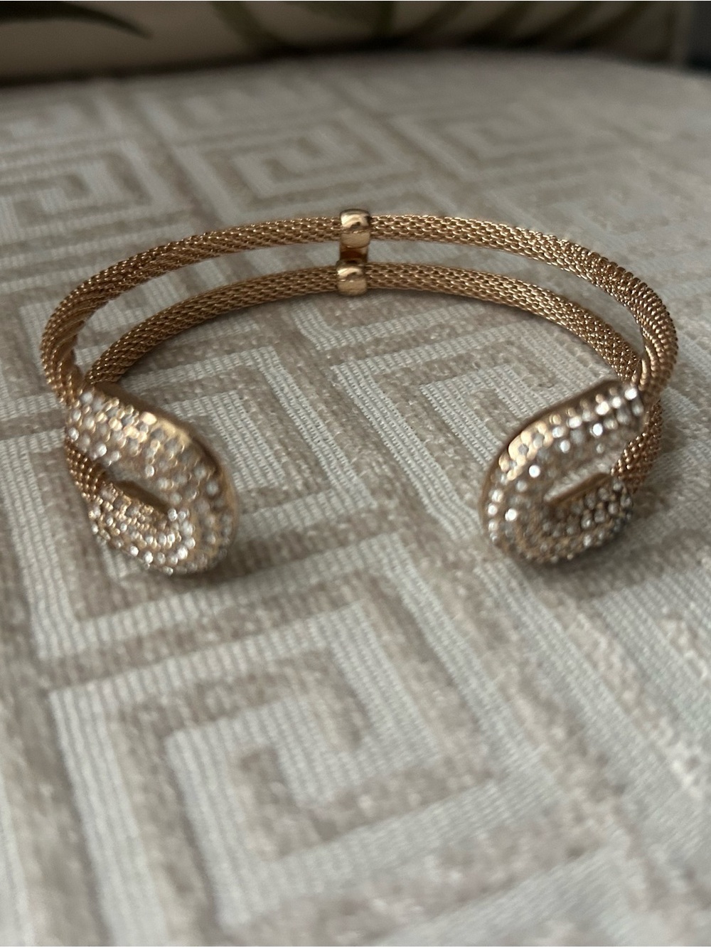 Bomb party Gold-Tone Pave Double Mesh Cuff Bracelet